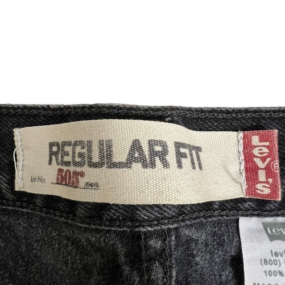 Levis Mens 505 Regular Straight Leg Fit Faded Black Jeans Size 40 Inseam 30" - Picture 7 of 9